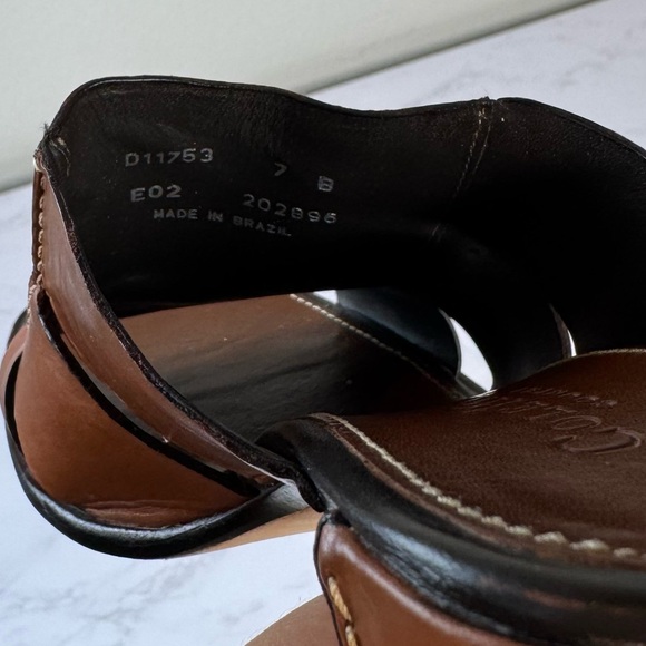 Cole Haan Brown Leather Square Toe Block Heel Sandals Size 7B - Picture 8 of 8